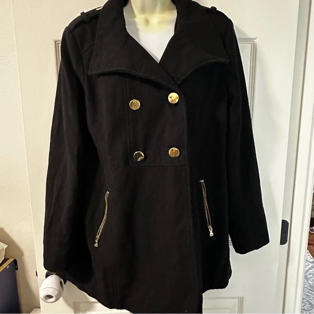 Guess black peacoat with gold hardware size large